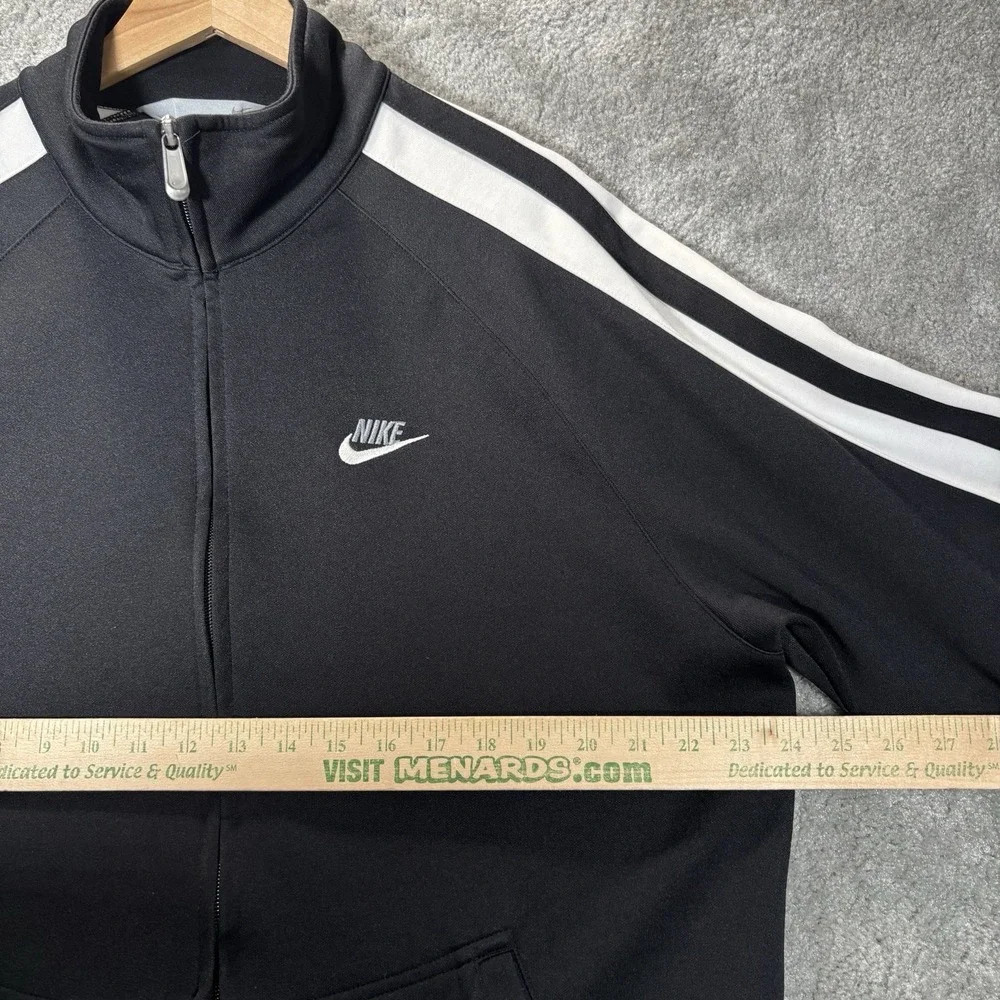 Vintage Nike Track Jacket Mens XL Full Zip Black Striped Athletic Warm Up Y2K